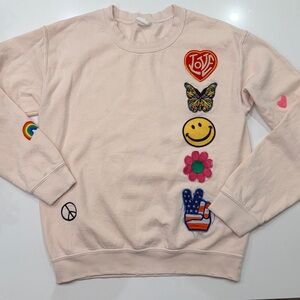 MadeWorn Light Pink Distressed Patch Sweatshirt – Size XS